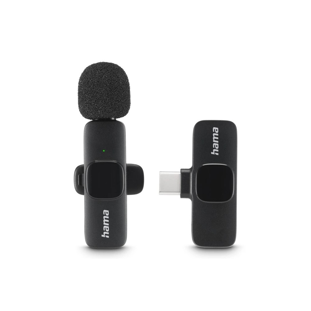 Hama Smart Wireless USB-C Lavalier Microphone with Noise Reduction, Omnidirectional, Black