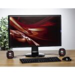 Hama Sonic Mobil 183 2.0 Wired PC Stereo Portable Speaker 3.5mm USB Black Red 3W