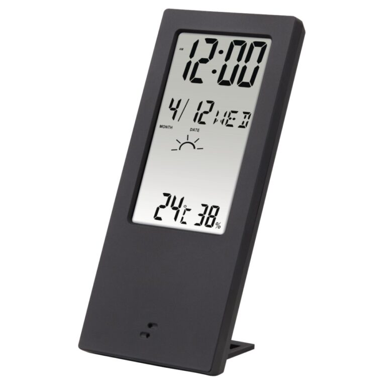 Hama TH-140 Digital Transparent Display Weather Station - Indoor Thermometer, Hygrometer, Clock, Black
