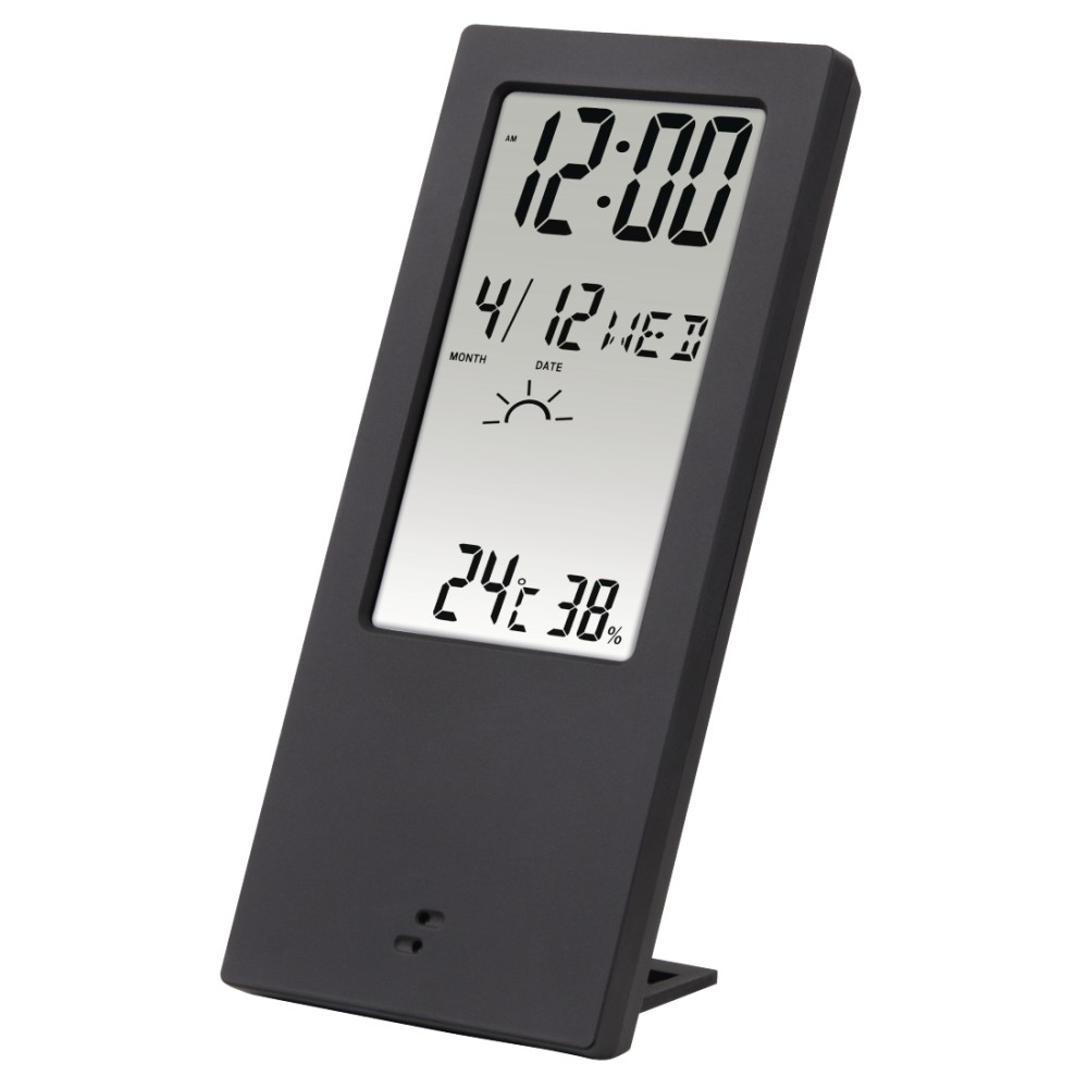 Hama TH-140 Digital Transparent Display Weather Station - Indoor Thermometer, Hygrometer, Clock, Black