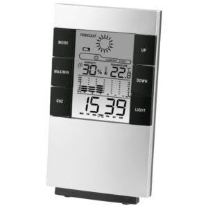 Hama TH-200 Silver Digital Thermometer & Hygrometer with Clock and Alarm Function