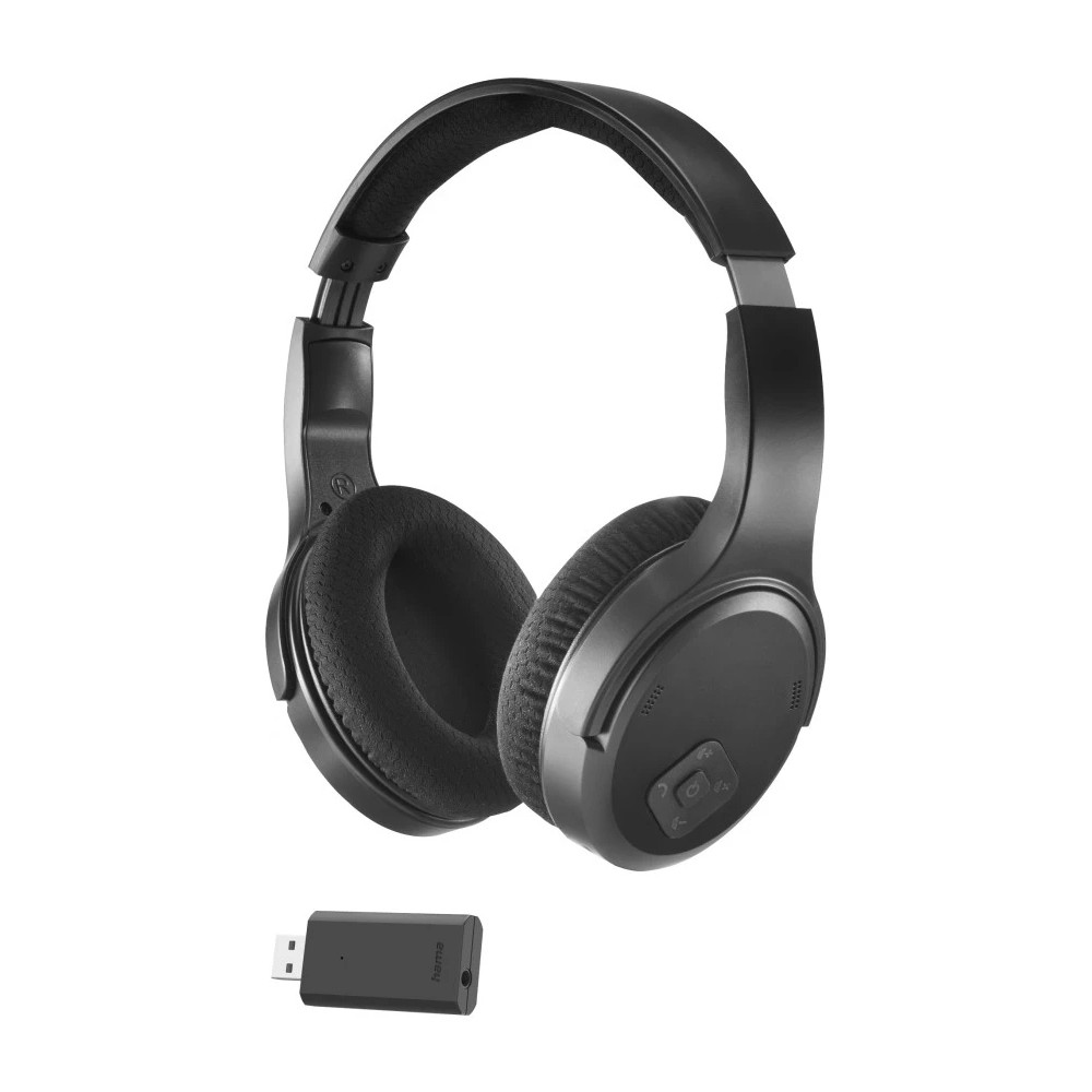 Hama TV Headphones, Over-Ear, 2.4 GHz & Bluetooth, Wireless, Passive Noise Cancelling, Black Hama TV Headphones, Over-Ear, 2.4 GHz & Bluetooth, Wireless, Passive Noise Cancelling, Black