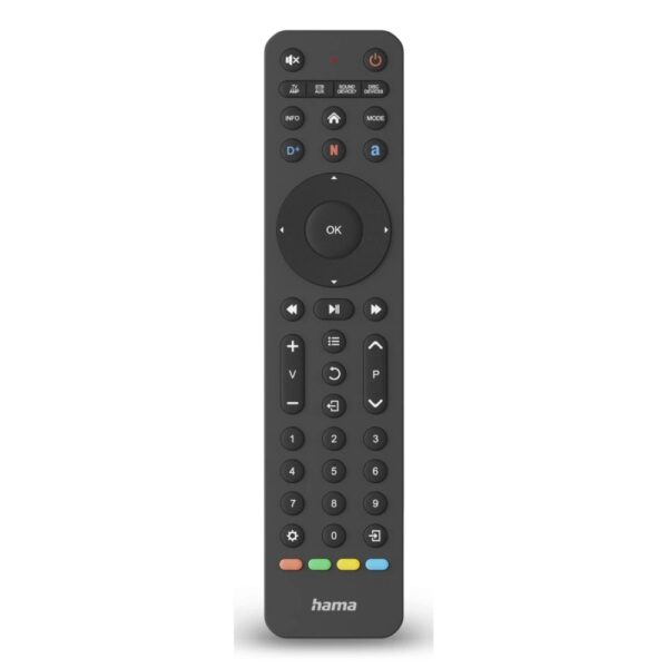 Hama Universal IR Wireless TV Remote Control, 8 Devices, 43 Buttons, Black