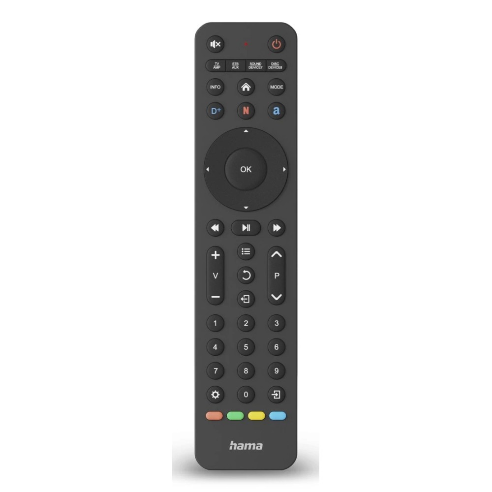 Hama Universal IR Wireless TV Remote Control, 8 Devices, 43 Buttons, Black Hama Universal IR Wireless TV Remote Control, 8 Devices, 43 Buttons, Black