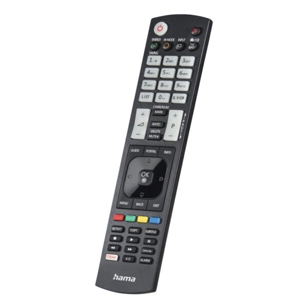Hama Universal Remote Control for LG TVs, IR, Teach Function, Illuminating Buttons, Black