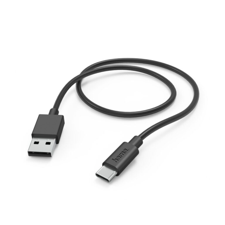 Hama USB 2.0 A to USB-C Charging Cable, 1m, 480 Mbit/s, 3A, Black