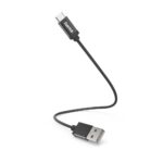 Hama USB 2.0 Cable 0.2m USB-A to USB-C, 480 Mbit/s, Nylon Braided, Aluminium Connectors, Black