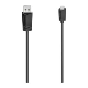 Hama USB 2.0 Cable 3m, Micro-USB A to USB A, 480 Mbit/s, Magnetically Shielded, Black