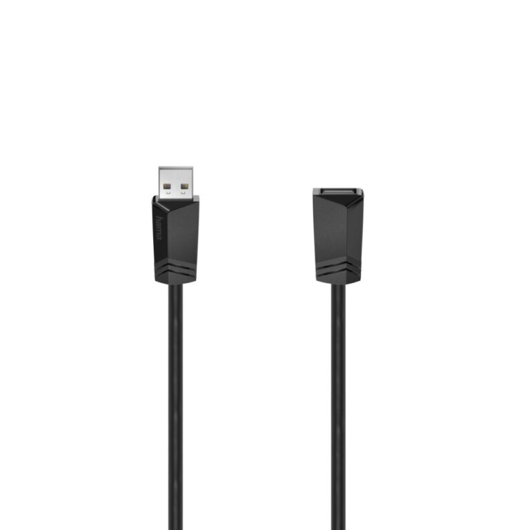Hama USB 2.0 Extension Cable 3m - USB A Male to USB A Female, 480 Mbit/s, Black