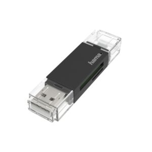 Hama USB 2.0 OTG Card Reader for SD/MicroSD - USB-A & Micro-USB, 480 Mbps, Black