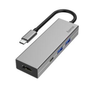 Hama USB 3.2 Gen 1 Type-C Laptop Dock 2x USB-A, USB-C, HDMI, 100W PD, Aluminium, Anthracite/Grey