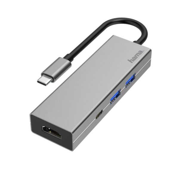 Hama USB 3.2 Gen 1 Type-C Laptop Dock 2x USB-A, USB-C, HDMI, 100W PD, Aluminium, Anthracite/Grey