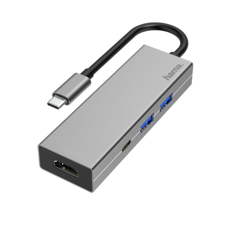 Hama USB 3.2 Gen 1 Type-C Laptop Dock 2x USB-A, USB-C, HDMI, 100W PD, Aluminium, Anthracite/Grey