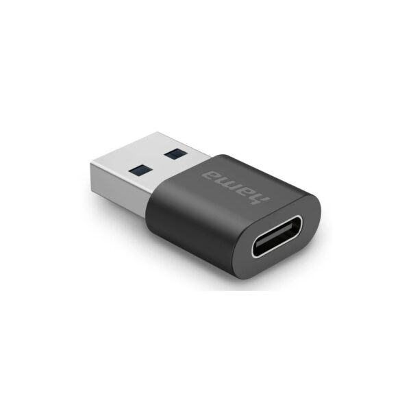 Hama USB Adapter, USB-A Male to USB-C Female, USB 3.2 Gen 2, 10 Gbit/s, Black