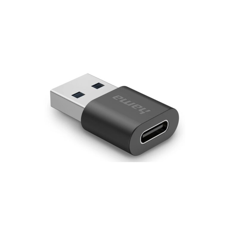 Hama USB Adapter, USB-A Male to USB-C Female, USB 3.2 Gen 2, 10 Gbit/s, Black
