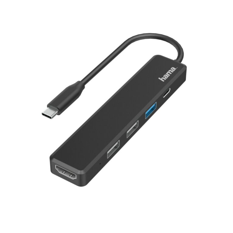 Hama USB-C Multi-Port Hub, 5 Ports, 4K HDMI, USB-A, USB-C Power Delivery, Black