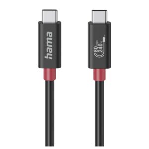 Hama USB-C to USB-C Cable, USB4 Gen 4x2, 1m, 80 Gbit/s, 240W, 5A, Black