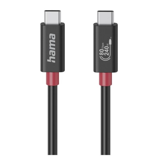 Hama USB-C to USB-C Cable, USB4 Gen 4x2, 1m, 80 Gbit/s, 240W, 5A, Black