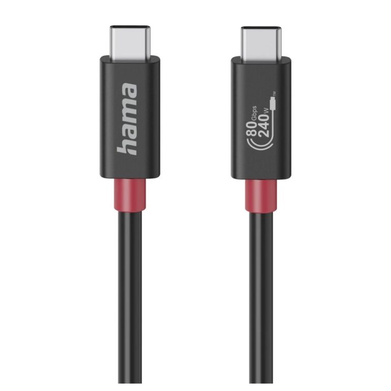 Hama USB-C to USB-C Cable, USB4 Gen 4x2, 1m, 80 Gbit/s, 240W, 5A, Black