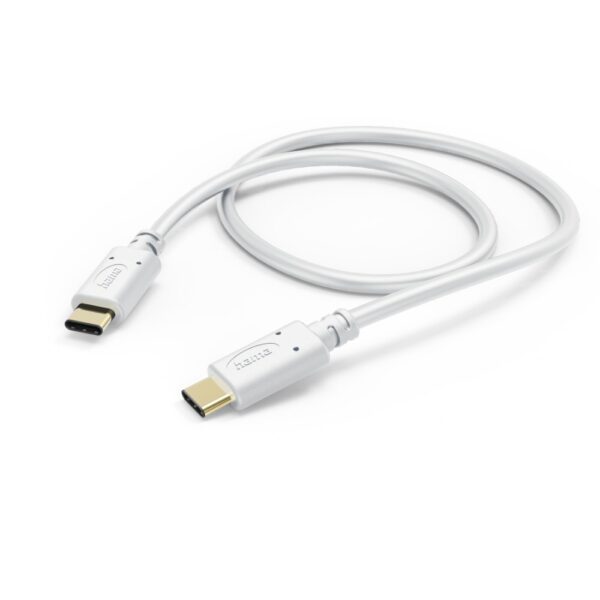 Hama USB-C to USB-C Charging Cable, 1.5m, 480 Mbit/s, 3A, Gold Plated, White