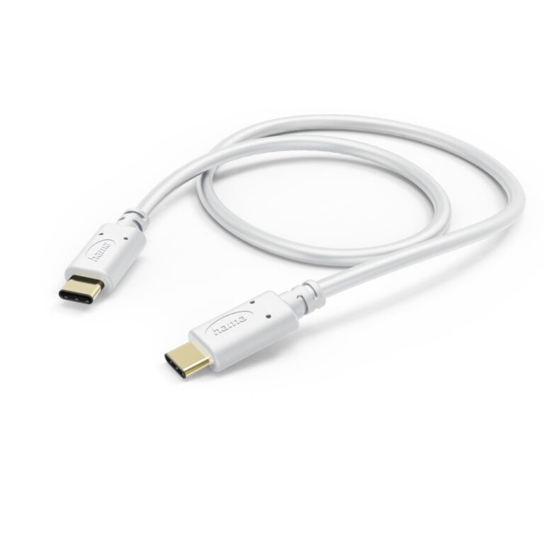 Hama USB-C to USB-C Charging Cable, 1.5m, 480 Mbit/s, 3A, Gold Plated, White