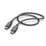 Hama USB-C to USB-C Charging Cable, 1m, USB 2.0, 480 Mbit/s, 3A, Black