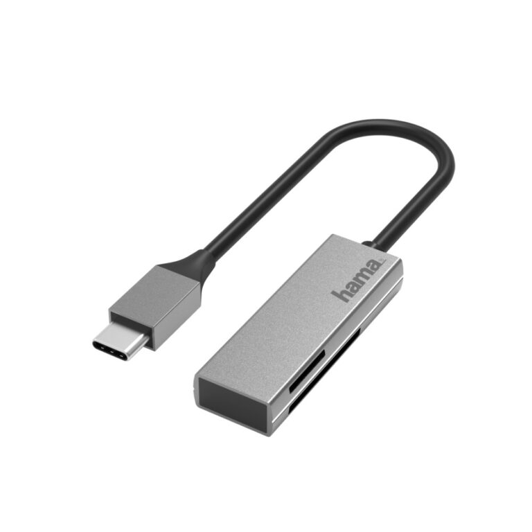 Hama USB Card Reader, USB 3.2 Gen 1 Type-C, SD/MicroSD, 5000 Mbit/s, Aluminium, Silver