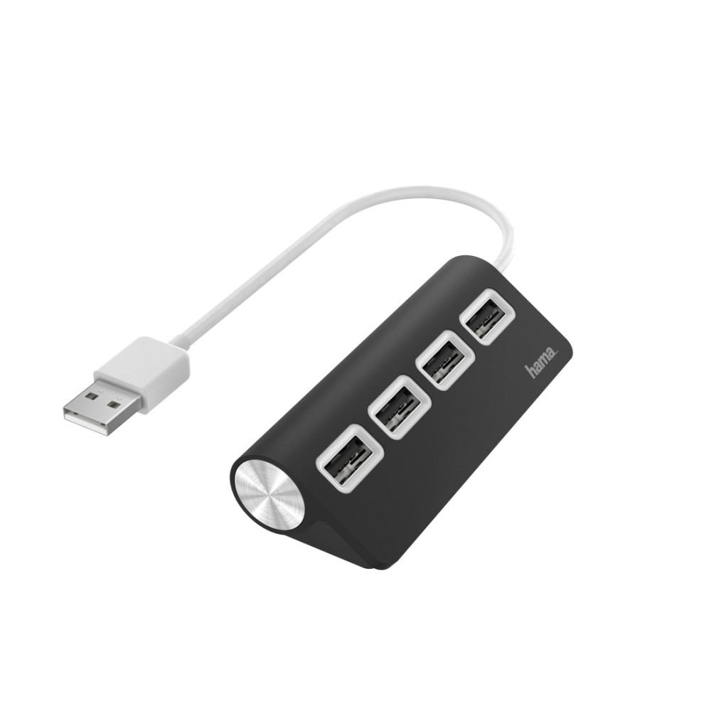 Hama USB Hub, USB 2.0, 4 Ports, 480 Mbit/s Data Transfer, 0.15m Cable, Black Hama USB Hub, USB 2.0, 4 Ports, 480 Mbit/s Data Transfer, 0.15m Cable, Black