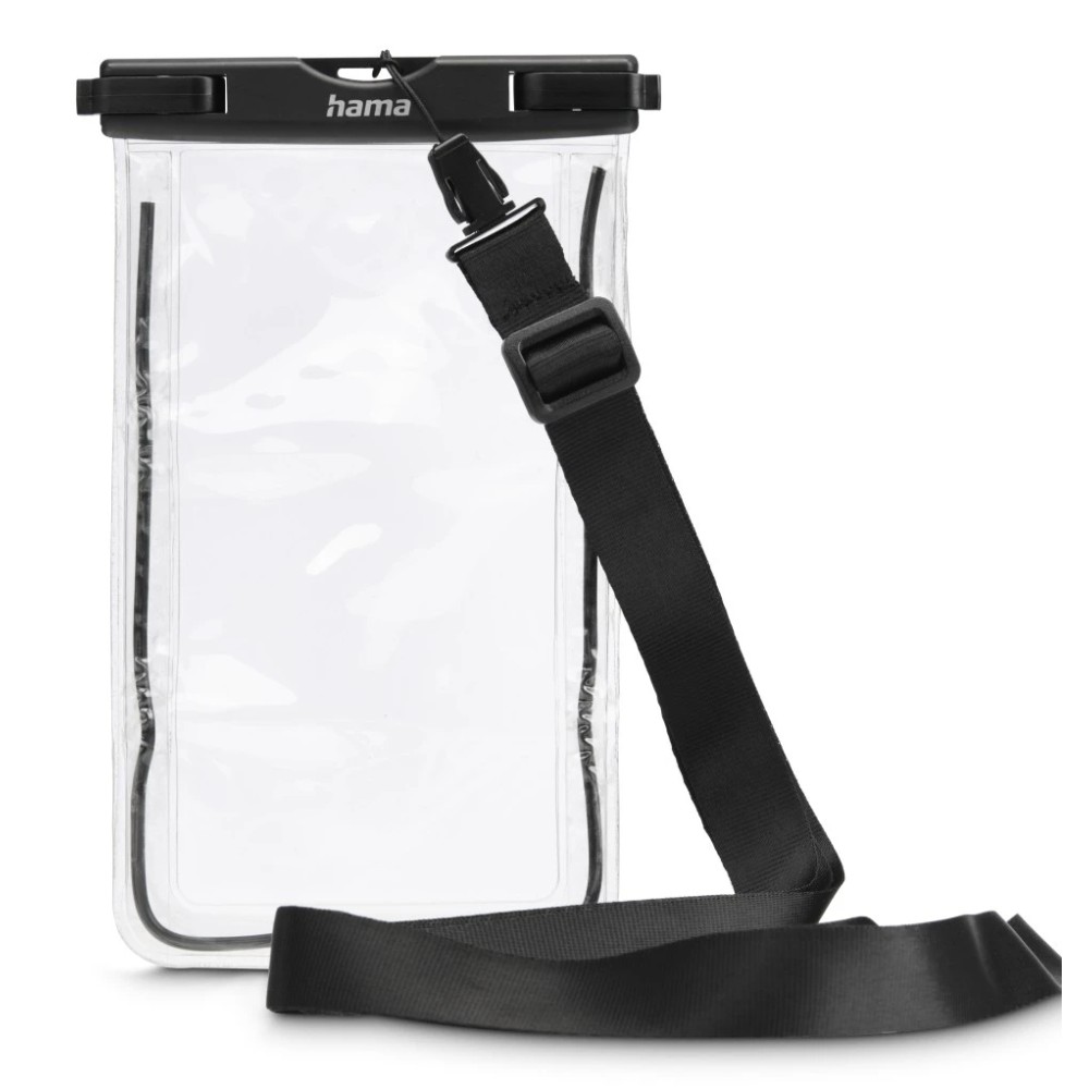 Hama Waterproof Mobile Phone Case for up to 6.7" Devices, IPX8, Black & Transparent, with Lanyard Hama Waterproof Mobile Phone Case for up to 6.7" Devices, IPX8, Black & Transparent, with Lanyard