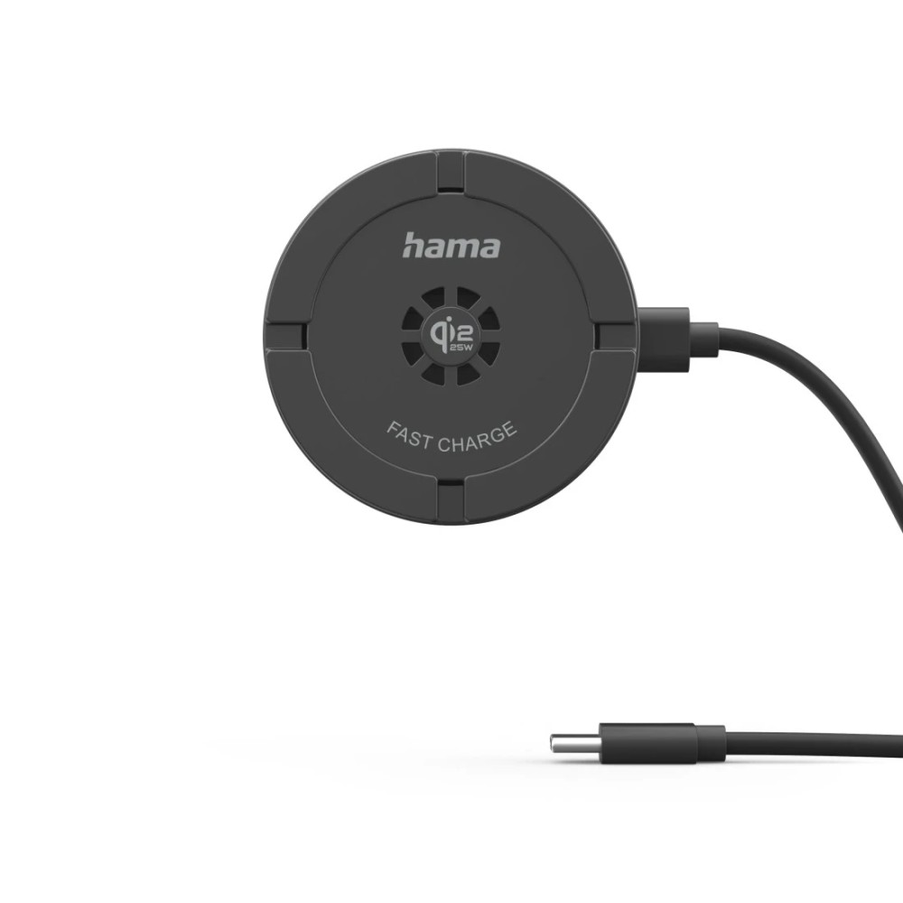Hama Wireless Qi2 25W Active Air Cooling Charger Inductive Charging Pad Black Hama Wireless Qi2 25W Active Air Cooling Charger Inductive Charging Pad Black