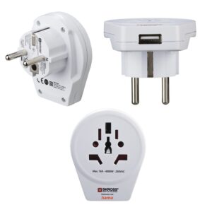 Hama World to Europe Universal USB Power Plug Adapter 2.4A White