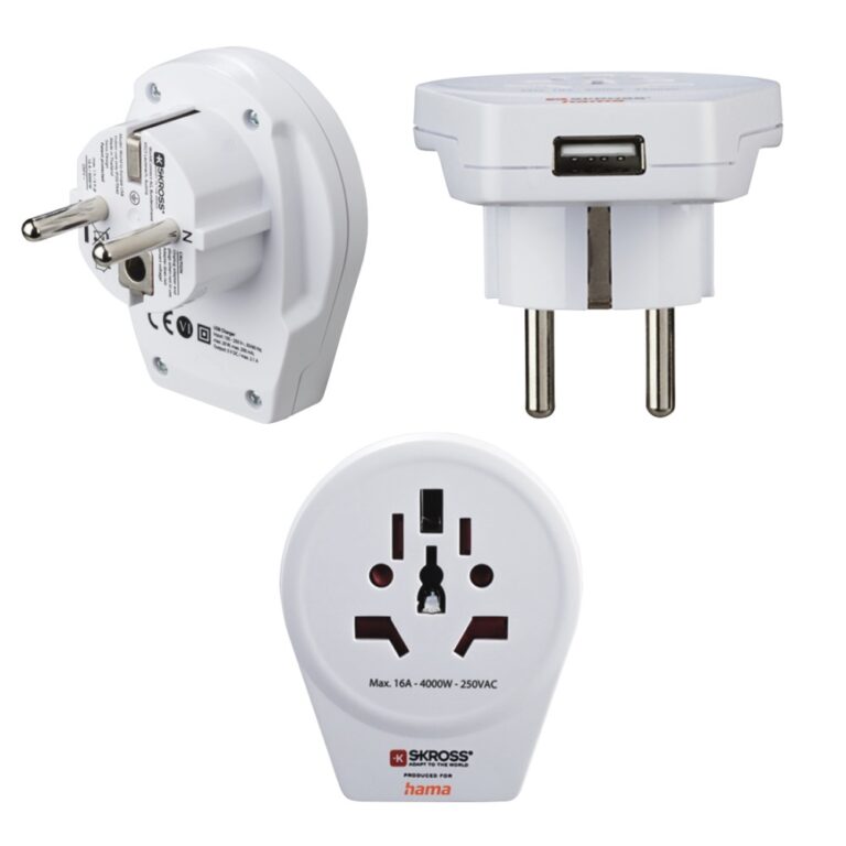 Hama World to Europe Universal USB Power Plug Adapter 2.4A White