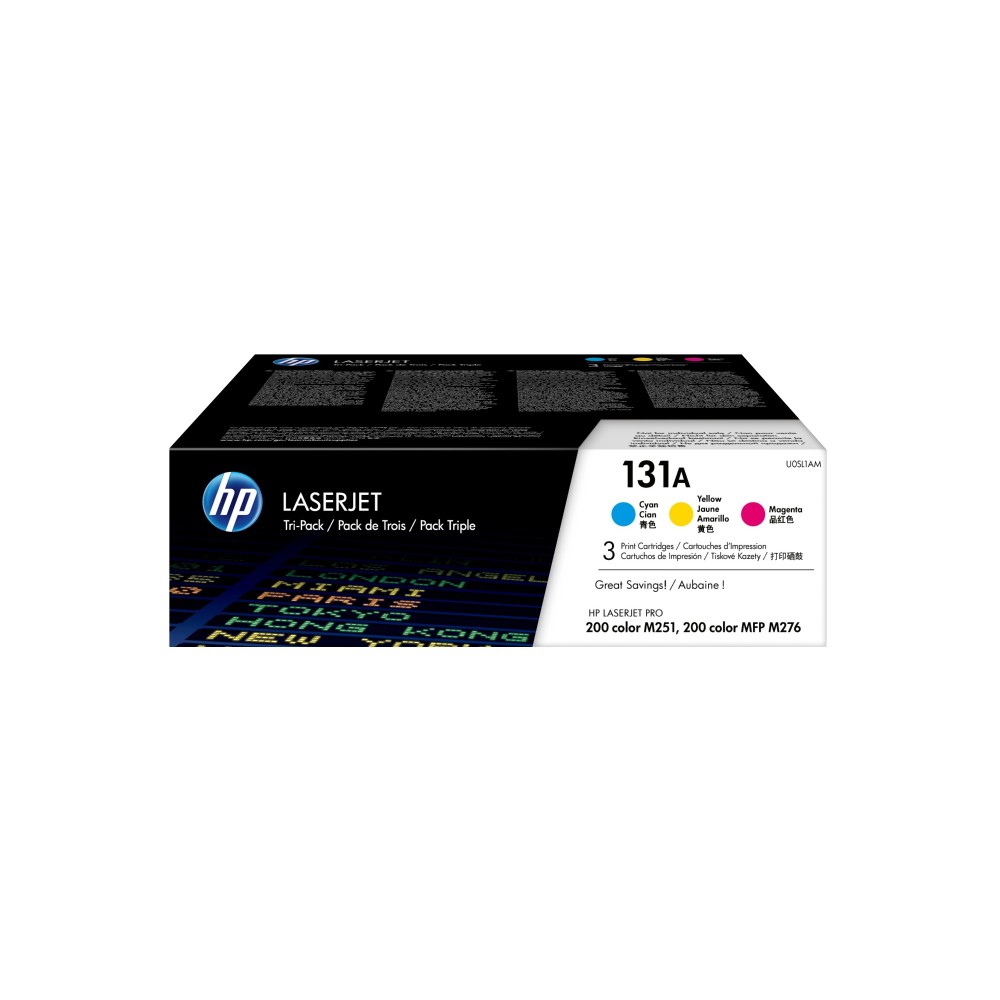 HP 131A Rainbow-Kit Color Laser Toner Cartridges (Cyan, Magenta, Yellow) 3x1800 Pages for HP Pro 200 HP 131A Rainbow-Kit Color Laser Toner Cartridges (Cyan, Magenta, Yellow) 3x1800 Pages for HP Pro 200