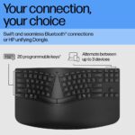 HP 965 Ergonomic Wireless Keyboard Full-size Membrane RF and Bluetooth Black