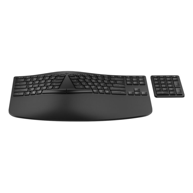 HP 965 Ergonomic Wireless Keyboard Full-size Membrane RF and Bluetooth Black