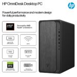 HP OmniDesk M02-0003na Tower PC - Ryzen 7 8700G (5.1 GHz, 8 Cores), 16GB DDR5 5200MHz, 2TB NVMe PCIe 4.0 SSD, Win 11 Home, Black