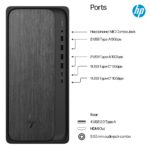 HP OmniDesk M02-0003na Tower PC - Ryzen 7 8700G (5.1 GHz, 8 Cores), 16GB DDR5 5200MHz, 2TB NVMe PCIe 4.0 SSD, Win 11 Home, Black