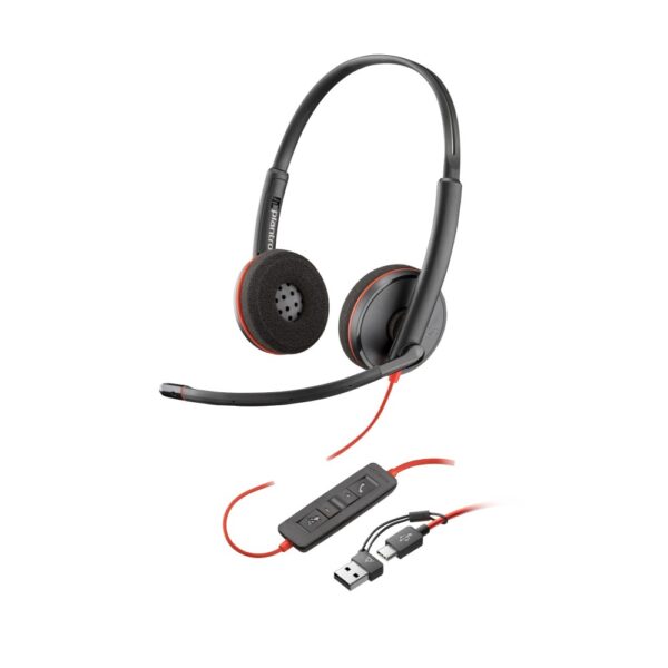 HP Poly Blackwire 3220 Wired Headset USB-A/C Boom Microphone Black