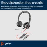 HP Poly Blackwire 8225 Headset USB-C with USB-C/A Adapter, Microsoft Teams Certified, ANC, Boom Microphone, Black