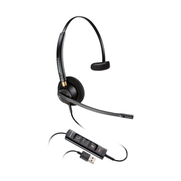 HP Poly EncorePro 515 USB-A Wired Monaural Headset with Boom Microphone, Microsoft Teams Certified, Black