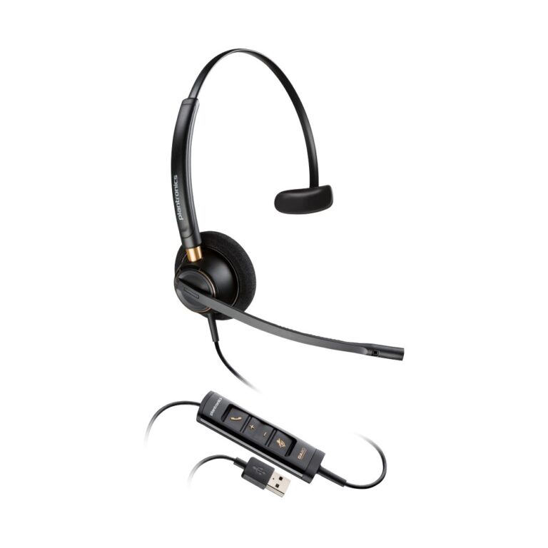 HP Poly EncorePro 515 USB-A Wired Monaural Headset with Boom Microphone, Microsoft Teams Certified, Black