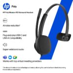 HP Poly Mission 425 Classic Wired Stereo Headset with USB-C Adapter, Black