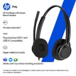 HP Poly Mission 425 Stereo Wired Headset with Microphone, USB-A, Black