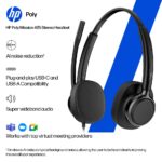 HP Poly Mission 425 Stereo Wired Headset with Microphone, USB-A, Black