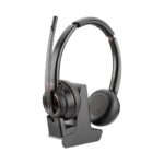 HP Poly Savi 8220 Stereo DECT Headset with Charging Cradle, Bluetooth 4.2, Microphone, Black
