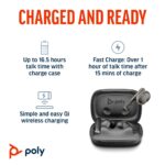 HP Poly Voyager Free 60+M UC Wireless Earbuds with ANC, Built-in Mic, USB-C Adapter & Touchscreen Charge Case, Carbon Black