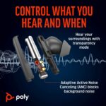 HP Poly Voyager Free 60+M UC Wireless Earbuds with ANC, Built-in Mic, USB-C Adapter & Touchscreen Charge Case, Carbon Black