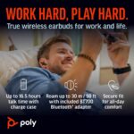HP Poly Voyager Free 60+M UC Wireless Earbuds with ANC, Built-in Mic, USB-C Adapter & Touchscreen Charge Case, Carbon Black