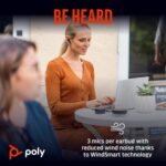 HP Poly Voyager Free 60+M UC Wireless Earbuds with ANC, Built-in Mic, USB-C Adapter & Touchscreen Charge Case, Carbon Black