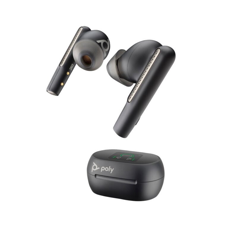 HP Poly Voyager Free 60+ UC Wireless Earbuds with ANC, Built-in Microphone, Bluetooth 5.3, USB-C, Carbon Black